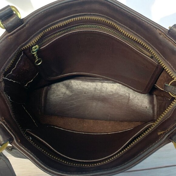 COACH Tribeca Shopper Tote Bag 1998 Brown Leather Shoulder Straps Brass H8P9098 - Picture 6 of 15